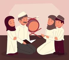 Arabische Familie, die Koran studiert vektor
