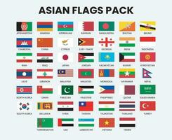 asiatisk länder vektor flaggor packa Inklusive Pakistan, Indien, Kalkon, saudi Arabien, uae, Kina, och Mer. eps 10 vektor