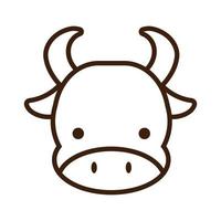 süßer kleiner Stier kawaii Tierlinienstil vektor