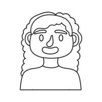 ung kvinna avatar karaktär linje stilikon vektor