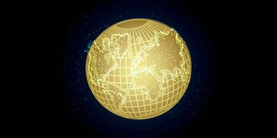 gyllene planet jord med lysande lampor på mörk bakgrund vektor bild