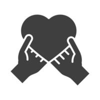 Hände halten Herz Tag der Menschenrechte Silhouette Icon Design vektor