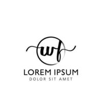 brev wf första handstil logotyp med signatur och hand dragen stil. vektor