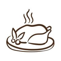 Gericht mit leckerem Truthahn Thanksgiving Food Line Style Icon