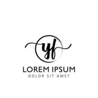 brev yf första handstil logotyp med signatur och hand dragen stil. vektor