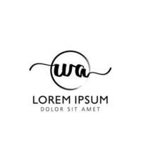 brev wa första handstil logotyp med signatur och hand dragen stil. vektor