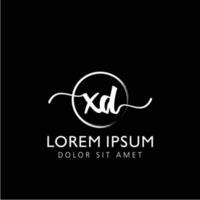 brev xd första handstil logotyp med signatur och hand dragen stil. vektor