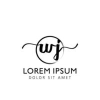 brev wj första handstil logotyp med signatur och hand dragen stil. vektor