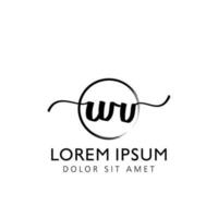 brev wv första handstil logotyp med signatur och hand dragen stil. vektor