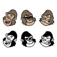 Gorilla Kopf Karikatur Charakter Design vektor