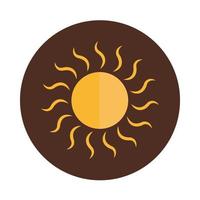 Cartoon Sonne heiße Strahlen Natur Wetterblock und flaches Symbol vektor