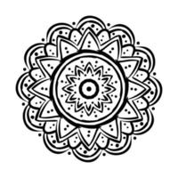 Mandala blommig etnicitet monokrom isolerad ikon vektor