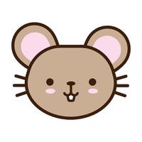 süße kleine Maus kawaii Tierlinie und Füllstil vektor