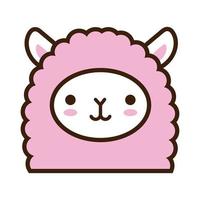 süße kleine Lama kawaii Tierlinie und Füllstil vektor