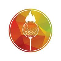 golf boll med brand ikon inuti en form av cirkel vektor illustration