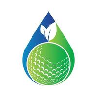 Golf Ball und Blatt Logo Innerhalb ein gestalten von Wasser fallen Vektor Illustration