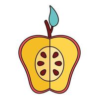 Apfel rot halb frisches Obst Natur-Symbol vektor