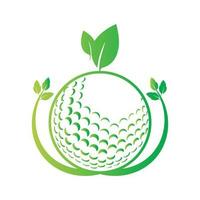 golf boll och blad logotyp vektor illustration