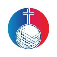 golf boll och kristendomen korsa inuti en form av cirkel vektor illustration