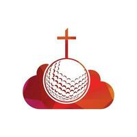 Golf Ball und Christentum Kreuz Innerhalb ein gestalten von Wolke Vektor Illustration