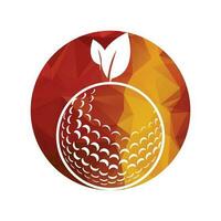 golf boll och blad logotyp inuti en form av cirkel vektor illustration