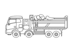 Vektor Illustration Hand gezeichnet Farbe Kinder Konstruktion elektrisch Dump LKW mit rutschen Startseite Konstruktion Fahrzeug Clip Art