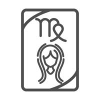 zodiac virgo esoterisk tarot förutsägelse kort linje stil ikon vektor