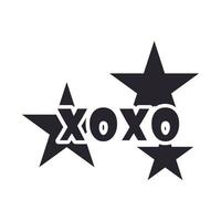 Slang-Blasen xoxo Schriftzug Sterne über weißem Hintergrund Silhouette Symbol Stil vektor