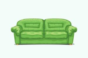 Grün klassisch Couch Vorderseite Aussicht auf Weiß vektor