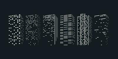 stad skyskrapor silhuetter i uppsättning på mörk vektor