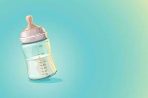 transparent Baby Flasche mit Milch auf Blau vektor