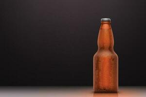 kall brun öl flaska med vatten droppar vektor