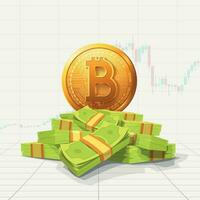 bitcoin på de kant av kontanter lugg vektor