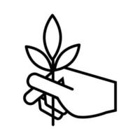 Handheben Blätter Pflanzenökologie Linienstil vektor