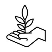 hand lyft blad växt ekologi linje stil vektor
