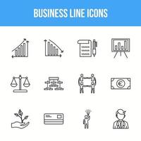 einzigartige Business-Line-Icon-Set vektor