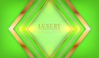 abstrakte 3D-grüne Luxus-Hintergrundüberlappungsschicht auf hellem Raum mit goldenen Linien metallischer Dekoration. moderne Grafikdesign-Vorlagenelemente für Flyer, Karten, Cover, Broschüren oder Landing Pages vektor