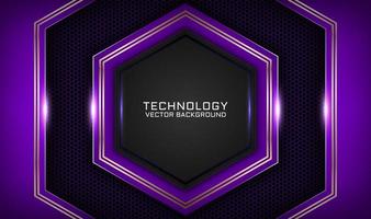 abstrakter 3D-violetter Techno-Hintergrund überlappt Schichten auf dunklem Raum mit weißer Lichteffektdekoration. moderne Grafikdesign-Vorlagenelemente für Flyer, Karten, Cover, Broschüren oder Landing Pages vektor