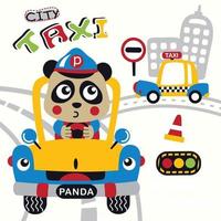 Panda der Taxifahrer lustige Tierkarikatur vektor