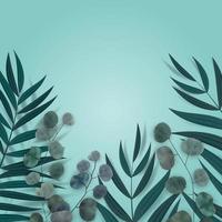 abstrakt naturlig bakgrund med tropisk palm, eukalyptus, monstera blad. vektor illustration