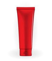realistisches 3d natürliches rotes Sahneglas isoliert auf weißem Hintergrund, Vorlage für Modekosmetikprodukte für Anzeigen, Flyer, Banner oder Zeitschriftenhintergrund. Vektor-Illustration vektor