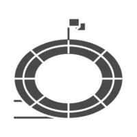 Stadion Rennstrecke Flagge Laufgeschwindigkeit Sport Silhouette Icon Design vektor