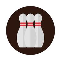 Bowlingkegel mit rotem Streifenspiel Freizeitsportblock flaches Icon-Design vektor