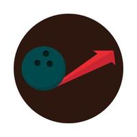 Bowling schwarze Kugel und Pfeilspiel Freizeitsport Block flaches Icon Design vektor