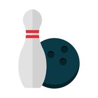 bowlingboll och stiftutrustning spel rekreationsidrott platt ikon design vektor