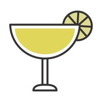 Cocktail-Symbol Scheibe Zitrone trinken Likör erfrischende Alkohollinie und Fülldesign vektor