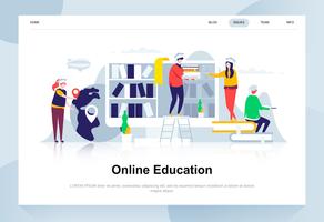 Online-utbildning modernt plandesignkoncept. Lärande och människokoncept. Målsida mall. Konceptuell platt vektor illustration för webbsida, webbplats och mobil webbplats.