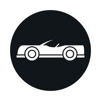 Auto-Roadster-Modell-Transport-Fahrzeugblock und flaches Icon-Design vektor
