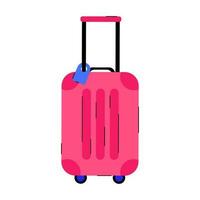 resa resväska med hjul. bagage för turism begrepp. platt vektor illustration isolerat på vit bakgrund.