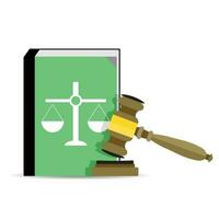 Gericht und Gesetz. legal Beurteilung, Hammer und Verfassung. Vektor Illustration